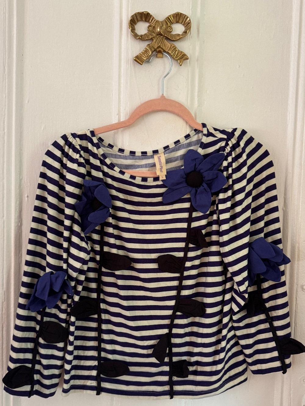 Striped Navy & White Flower Applique shirt - samantha pleet